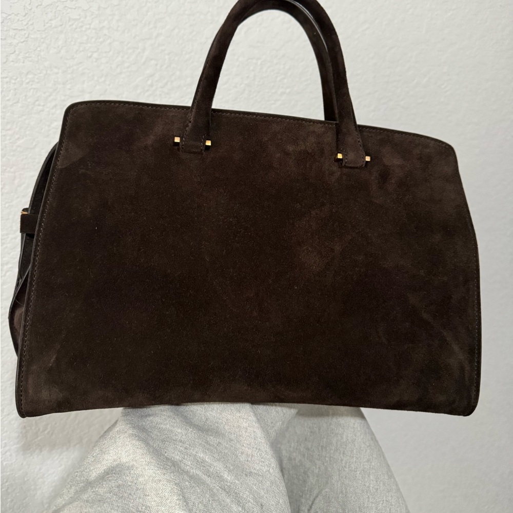 Metier London Private Eye Bag in Chocolate Suede - Picture 3 of 12